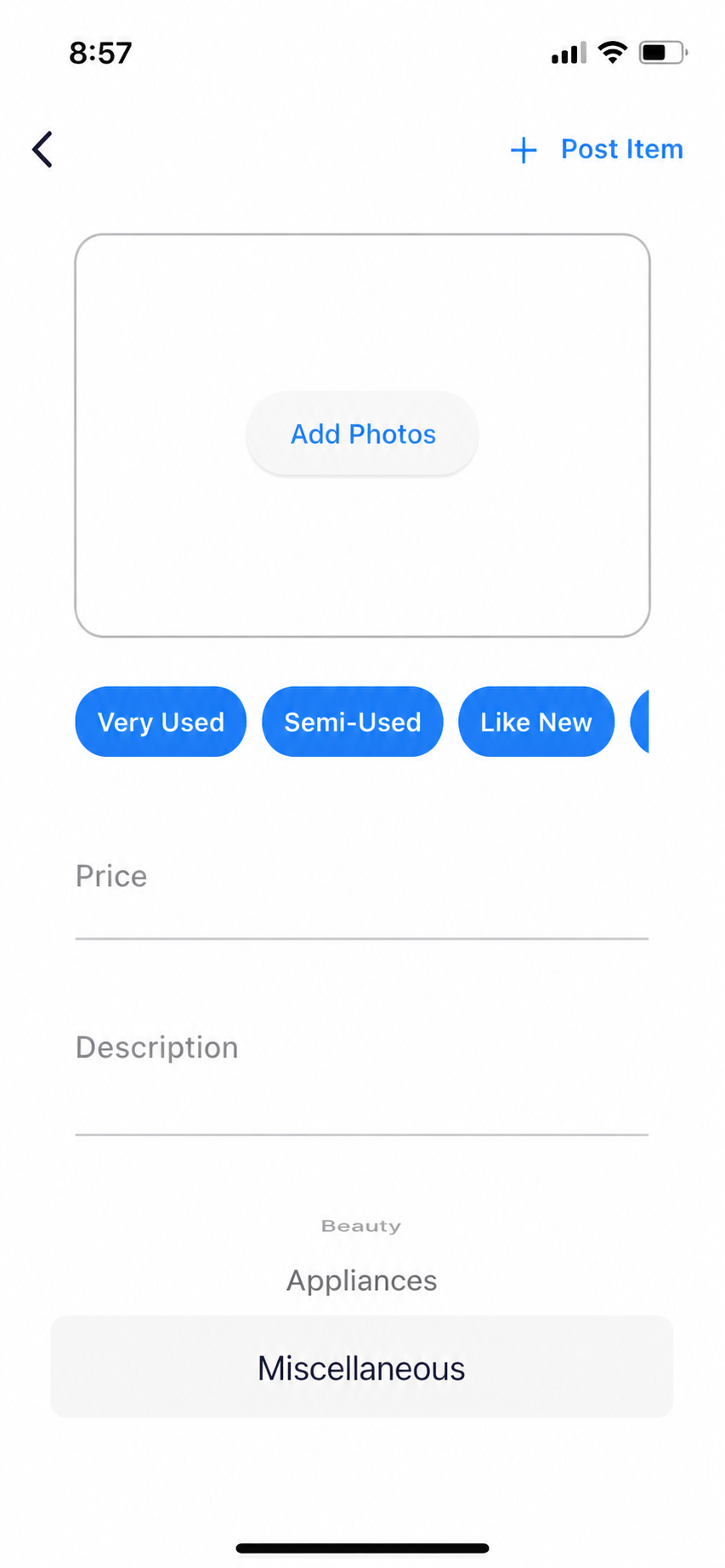 The Market listing